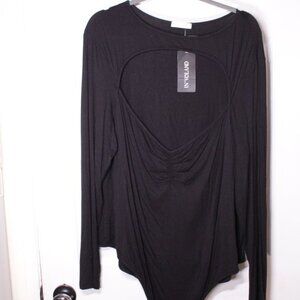Women's Black Long Sleeve Bodysuit